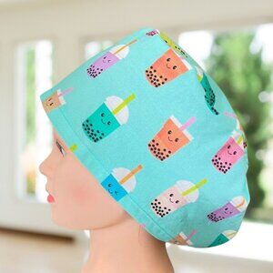 PREMIUM Boba Tea~ EURO Style Scrub Cap | Scrub Hat, RN,MD,CNA,Tech,Vet,Gift